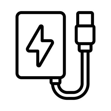 Taşınabilir Charger simgesi, vektör illüstrasyonu basit tasarım