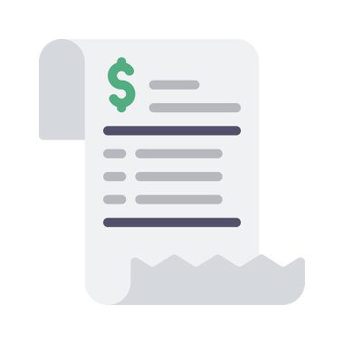 Makbuz simgesi. Beyaz arkaplanda izole edilmiş web tasarımı için vektör simgesi