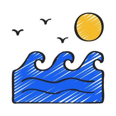 Okyanus Dalgaları ağ ikonu vektör çizimi