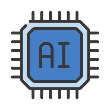 Yapay Zeka simgesi. beyaz arkaplanda izole edilmiş web tasarımı için ana vektör simgesi          