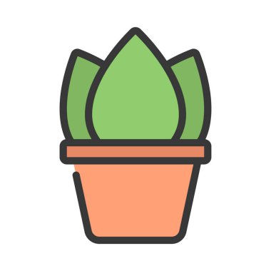 Aglaonema düz simgesi, vektör illüstrasyonu 