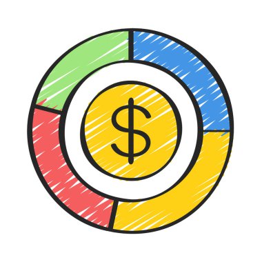 Money Pie Chart beyaz arka planda izole edildi. Mali ve iş konsepti.