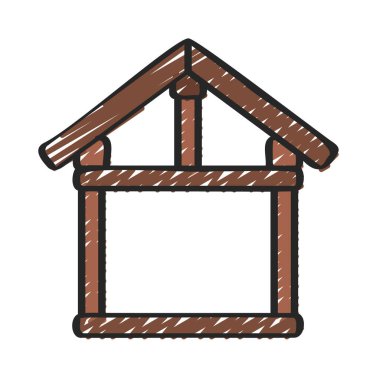 Ahşap Ev Çerçeve simgesi, vektör illüstrasyonu 
