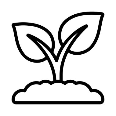 Yer simgesinde büyüyen bitki, vektör illüstrasyonu