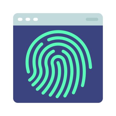 Biyometrik Web Sitesi simgesi, vektör illüstrasyonu
