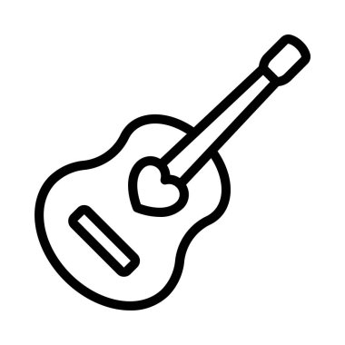 Love Guitar simgesi, vektör illüstrasyonu