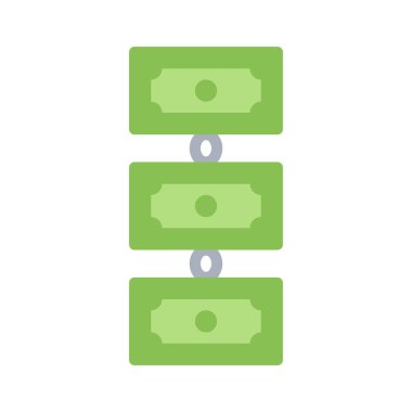 Money Chain web simgesi düz tasarım, vektör illüstrasyonu                                     