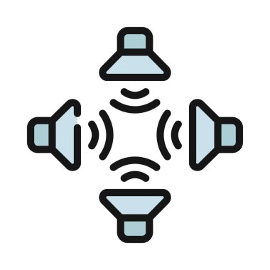 Surround Sound düz simgesi, vektör illüstrasyonu 