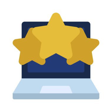 Dizüstü bilgisayar simgesi, vektör illüstrasyonunu gözden geçirir 