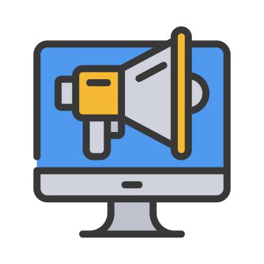 pazarlama vektör simgesi rengi düz 