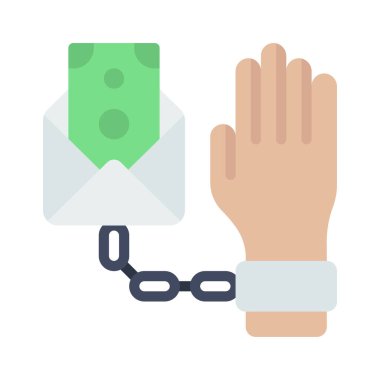 Maaş çekine bağlı düz simge, vektör illüstrasyonu 