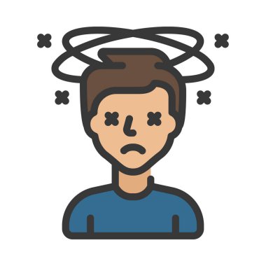 Baş döndürücü düz simge, vektör illüstrasyonu 