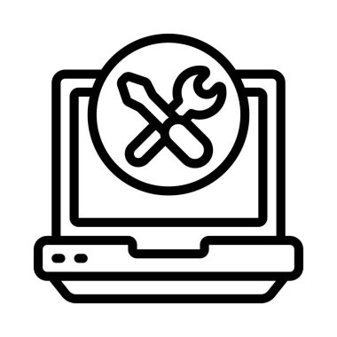 Dizüstü bilgisayar yapılandırma simgesi, vektör illüstrasyonu 