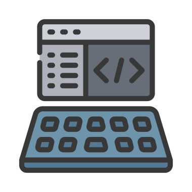 Web simgesi düz vektör tasarımı kodlanıyor                              