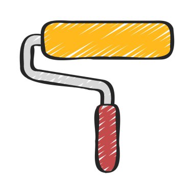 Beyaz arkaplanda izole edilmiş boya silindiri simgesi. Boya yüzeyleri için bir araç. Vektör illüstrasyonu