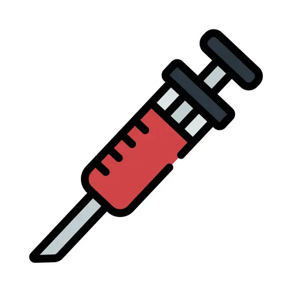 Icona Della Siringa Del Vaccino Stile Piatto — Vettoriale Stock