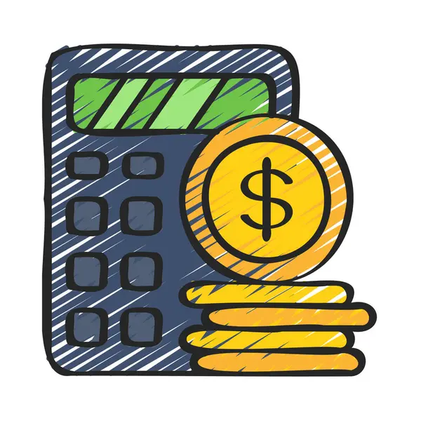 Kalkulator Dolara Wektorem Projektu Ilustracji Monet — Wektor stockowy