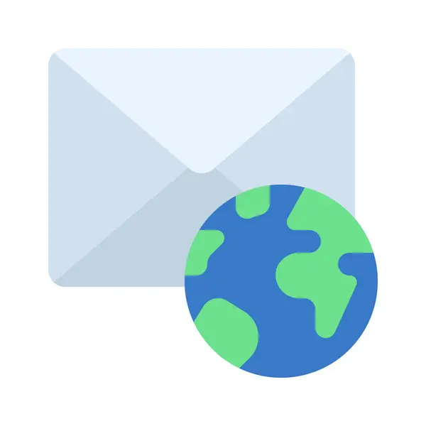 Globalmente Mail Icona Isolata Sfondo Bianco — Vettoriale Stock