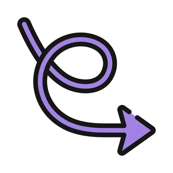 Curly Loop Arrow Ilustracja Wektora Web Ikony — Wektor stockowy