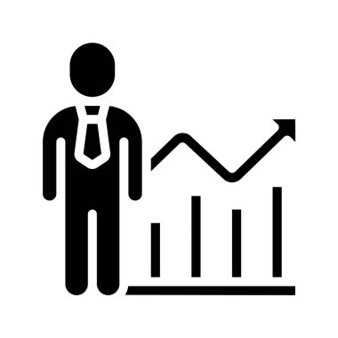 İş çubuğu grafiği, iş adamı simgesi, vektör illüstrasyonu