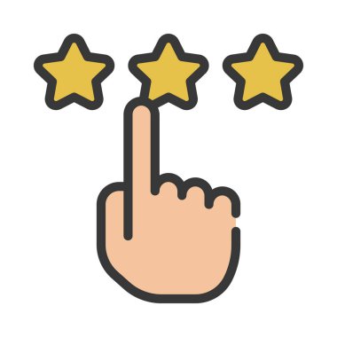 Parmak ve yıldız ikon vektör illüstrasyonuyla el