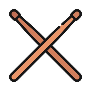 İki Davulcu Çubuğu düz simgesi, vektör illüstrasyonu 