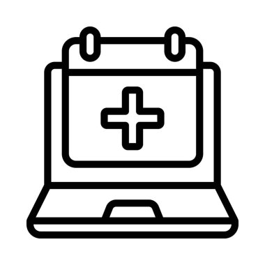 Çevrimiçi Doktorlar Randevu Düz simgesi, vektör illüstrasyonu 