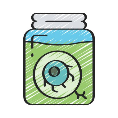 Kavanozdaki göz düz simge, vektör illüstrasyonu 