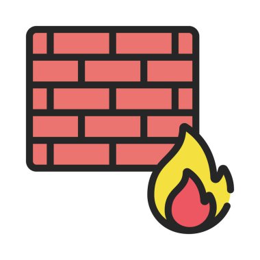 Ateş Duvarı düz simgesi, vektör illüstrasyonu 