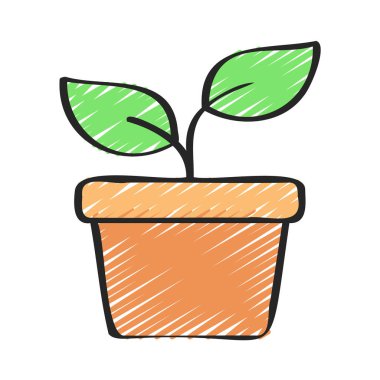 pot simgesinde, vektör çizim bitki