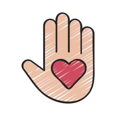 Heart Hand simgesi, vektör tasarımı