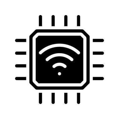 Wifi İşlemci Çipi Web simgesi, vektör illüstrasyonu
