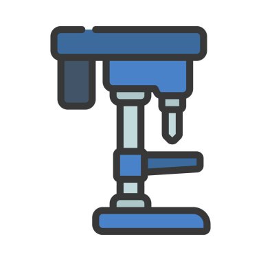 Drill Press düz simgesi, vektör illüstrasyonu 