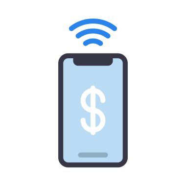 Kablosuz Mobil Aktarım simgesi basit düz resimleme