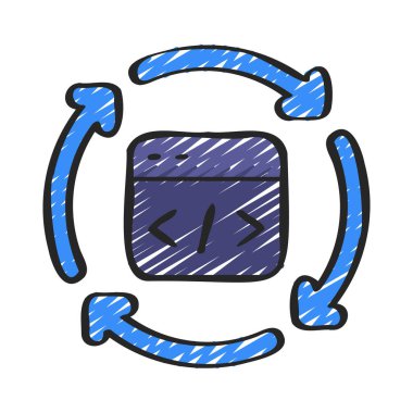 Yeniden Yapılandırma Kodu Ağ simgesi, vektör illüstrasyonu                         