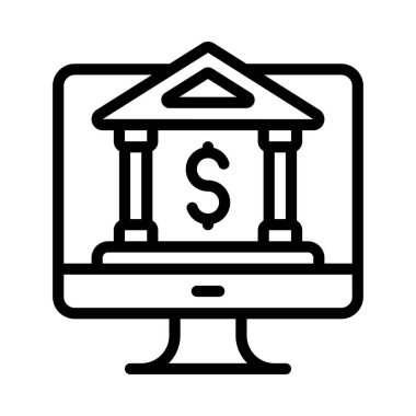 çevrimiçi bankacılık simgesi, vektör illüstrasyonu