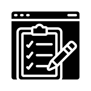 Çevrimiçi Test Listesi vektör simgesi tasarımı, illüstrasyon 