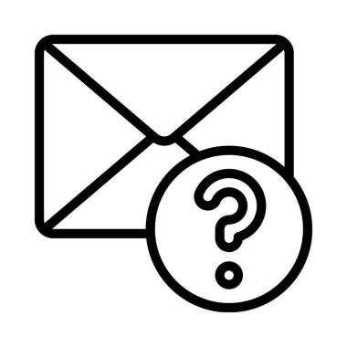 Soru E- posta simgesi, vektör illüstrasyonu