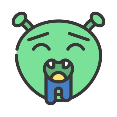 Salya akıtan düz simge, vektör illüstrasyonu 