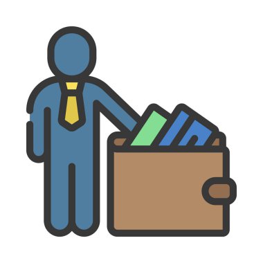 Dijital cüzdan vektör illüstrasyon tasarımına sahip iş adamı 