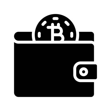 Bitcoin cüzdan ikon vektörü. dijital cüzdan vektör çizimi tasarımı 