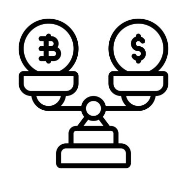 Para değişimi. Bitcoin simgesi vektör illüstrasyon tasarımı 