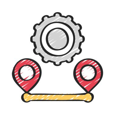 Optimizasyon Yolu Cog web simgesi düz tasarım, vektör illüstrasyonu                                       