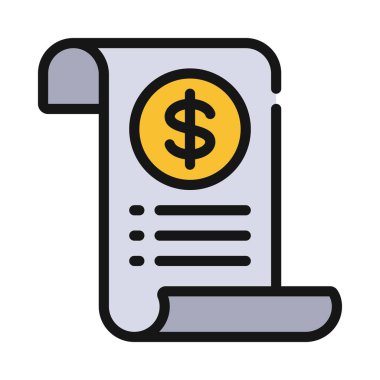 Makbuz simgesi. Beyaz arkaplanda izole edilmiş web tasarımı için vektör simgesi