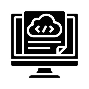 Bilgisayar Bulutu Dosya Simgesi, Vektör İllüstrasyonu