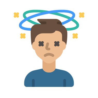 Baş döndürücü düz simge, vektör illüstrasyonu 