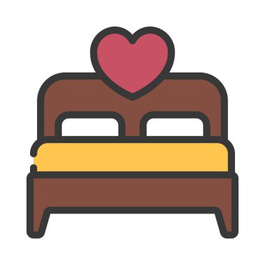 Balayı Bed Web ikonu vektör illüstrasyonu