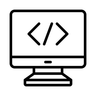 Bilgisayar Kodu simgesi, vektör illüstrasyonu 