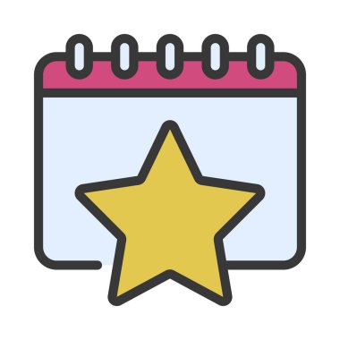 Favori takvim tarihi simgesi, vektör illüstrasyonu