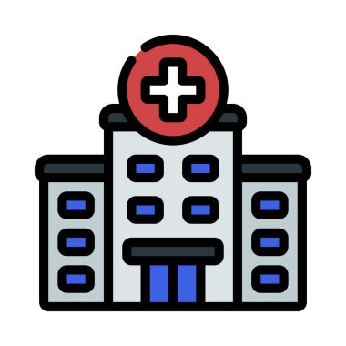 Hastane simgesi, vektör illüstrasyonu  